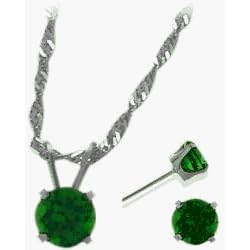 Buy 14 Karat White Gold Created Emerald Solitaire Set by Elite