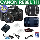 CANON REBEL T1I DIGITAL CAMERA BODY + CANON 18-55 IS LENS + CANON 75-300 ZOOM LENS + 8GB MEMORY CARD + HOLSTER CASE + EXTRA BATTERY + 6 PIECE STARTER KIT + 3 YEAR CELLTIME WARRANTY