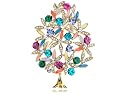 Gold Tone Multi Color Elegant Tree of Life Swarovski Crystal Element Pin Brooch