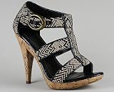 Woven T-Strap Buckle Heel