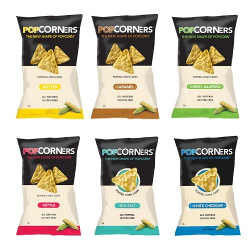 Popcorners Natural Popped Corn Chips 5Ounce Package, Mix of 6 Flavors