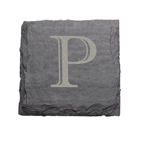 JK Adams Set of Four 4-Inch Square Monogrammed Slate Coasters, P by JK Adams