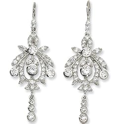 Sterling Silver Cubic Zirconia Chandelier Earrings by Cheryl M
