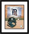 Detroit Tigers MLB Framed 8x10 Photograph Team Logo and Baseball Cap Collage