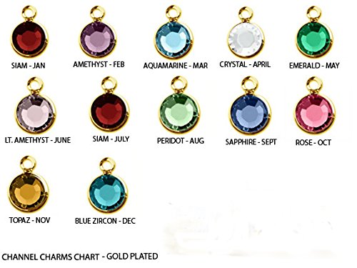 12pc Set of Genuine SWAROVSKI Birthstone 7mm Channel Charms Gold Plated