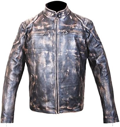 Antique Black Men's Vintage Distressed Retro Motorcycle Biker Leather jacket (X-Large)