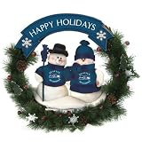 20" NFL Seattle Seahawks Snowman Couple Christmas Berries & Pine Cones Wreath