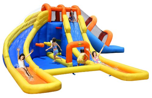 Duplay Happy Hop Mega Fun 24ft Water Park Bouncy Castle Inflatable Twin Water Slide Picture