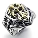 KONOV Jewelry Vintage Stainless Steel Biker Mens Cross Ring, Silver Gold