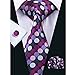 Hi-Tie Mens Purple Striped Solid Plaid Paisley Silk Tie Hanky Cufflinks set