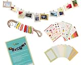 Bundle Monster Wall Deco DIY Paper Photo Frame with Mini Clothespins and Stickers - Fits 4"x 6" Pictures