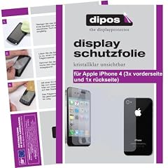 Dipos Crystalclear Displayschutzfolie f�r Apple iPhone 4 und iPhone 4s (3x Vorderseite & 1x R�ckseite), blasenfrei, passgenau, kratzfest, jederzeit r�ckstandsfrei entfernbar, made in Germany