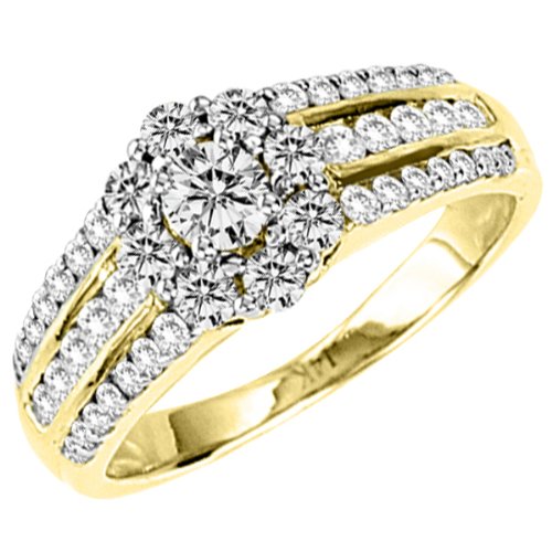 1.25 Carat (ctw) 14k Yellow Gold Round Diamond Ladies Bridal Ring Engagement 1 1/4 CT (Size 7)