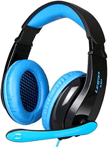 Headphones,HIST G517 Over-Ear Gaming Headset High Quality Sound with Adjustable Headband,Microphone with 3.5mm Jack (Black/Blue)