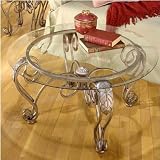 Bordeaux Round Cocktail Coffee Table with Glass Top