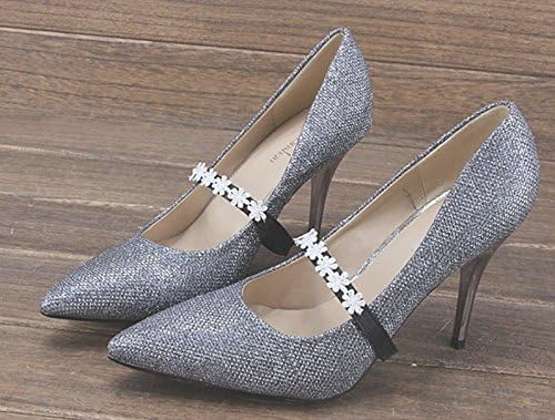 Camix Women's Retro Flower Detachable Shoe Straps,High Heels Anti-loose Shoelace Accessories (black-white)