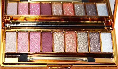 HAPPY CXL Women 9 Colors Waterproof Make UP Glitter Eyeshadow Palette with Brush