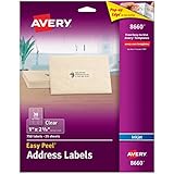 Avery Easy Peel Address Labels for Inkjet Printers, 1 x 2.625 Inches, Clear, Pack of 750 (08660)