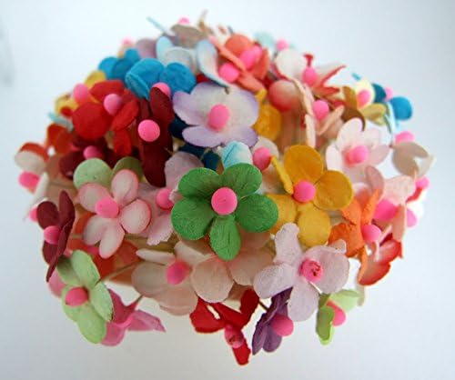 100 Mixed Paper Flower Blossom Artificial Mulberry Craft Decoration Dai 1.5 Cm