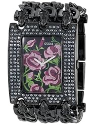 GUESS Womens U0085L2 Black Rocker Rose Multi-Chain Bracelet Watch