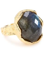 Katie Diamond "Delilah" Yellow Gold Labradorite Ring