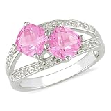 Sterling Silver 2 CT TGW Cushion Square Pink Topaz 0.05 CT TDW Diamond Fashion Ring (G-H, I3)