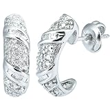 Sterling Silver Diamond Earrings (0.10 cttw, I-J Color, I2-I3 Clarity)