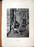 BOOK-WORM 1876 MAN READING BOOK BEAUTIFUL HOUSE PRINT