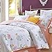 Softta Shabby Floral Bedding Set Twin 3 Pcs Princess Bedding Girls Duvet Cover 100% Egyptian Cotton 800 Thread Count Morning Glory Butterfly Pattern