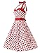 DRESSTELLS Women 50s Dress Vintage Cocktail Halter Dresses 1950s Rockabilly Audrey Hepburn Dress for Prom Bridesmaid Party Homecoming Blue Black Dot S