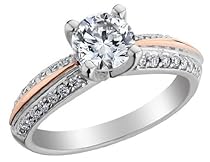 Diamond Engagement Ring 1.25 Carat (ctw) in 18K White Gold and 14K Pink Gold (Certified)