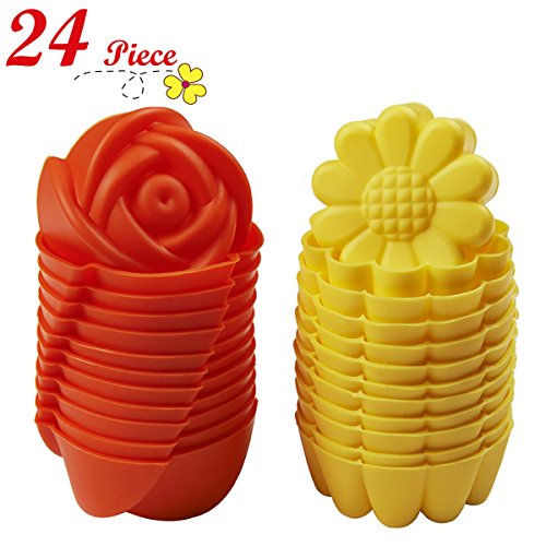 Chefaith 24 pcs reusable silicone mini baking cups, cup…