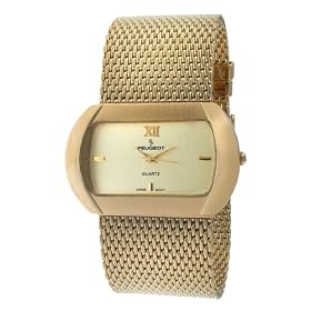 Peugeot Womens 457CH Gold-Tone Mesh Strap Watch