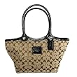 Authentic Coach Khaki Signature Bleecker Black Tote Handbag 14385