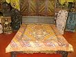 Indian Decorative Orange Vintage Sari Coverlet Bedspread Throw