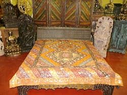 Indian Bedding Orange Vintage Sari Coverlet Bedspread Throw