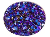 12X10MM OVAL COLOR ENHANCED PEACOCK DRUSY QUARTZ