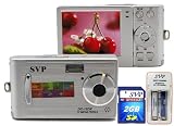 SVP DC-12DX-Silver 12MP Max Thinnest DIGITAL CAMERA VIDEO w/ SOUND! (SVP 2GB High Speed SD Memory Card & AAA Rechargeable Set Included)