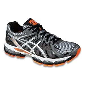 ASICS Men's GEL-Nimbus 15 Running Shoe,Storm/Black/Flash Orange,10.5 M US