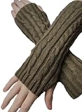 Immerschön Gestrickte Armstulpen zum Lagenlook, fingerlos, Damen Accessory, braun, one size