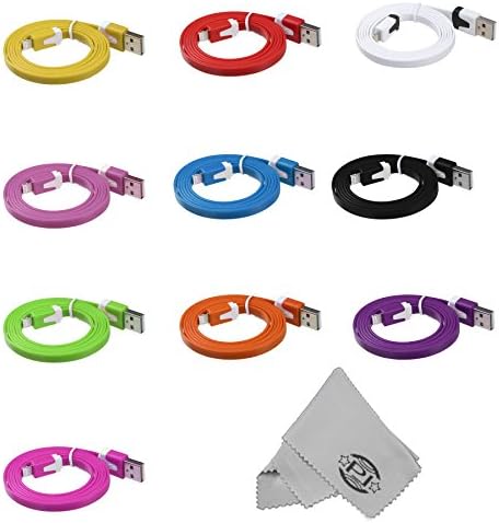 PL High Quality 8 Pin Flat Noodle USB Cable for iPhone 5/5C/5S, iPad Air/4/Mini, iPod Touch 5G/Nano 7G (10x USB(1 of each color))