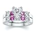 4.51 ct Heart Diamond W Round Pink Sapphire Ring Set