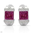 Earrings With 1.90ctw Precious Stones - Genuine Clean Diamonds and Rubies Crafted in 14K White Gold. Total item weight 7.5g Length 19mm