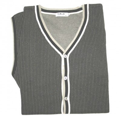 Jacquard Cardigan Vest In Brown Or Gray