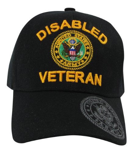 US Warriors Army Disabled Veteran Army Emblem on the Visor Baseball Hat one size Black