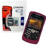 Combo of Dark Red Silicone Skin Cover Case and Kingston 4GB microSDHC Class 4 Memory Card with SD Adapter for Blackberry 8350i Curve