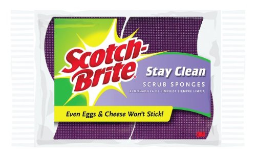 Scotch-Brite Stay Clean Scrub Sponge 202-SS, 2-Count (Pack of 6)