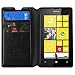 Thousand Eight(TM) For Nokia Lumia 520 Premium Leather Wallet Flip Case Pouch Cover Fold Stand case + [FREE Touch Screen Stylus] (Fold black)