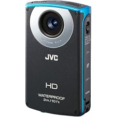 JVC GC-WP10AEU Full HD Pocket Camcorder (wasserdicht bis zu 3m, SD/SDHC/SDXC Slot, 5 MP, 4-fach digitaler Zoom, 7,6 cm (3 Zoll) Display) blau