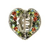 Hair Clip - Heart - Olivine & Topaz Crystal (55)
